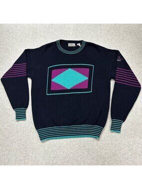 Vintage Aureus GTE Byron Nelson Classic Golf Sweater Men L Navy 80s 90s Retro